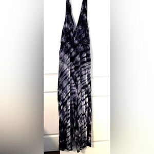 Tie dye jump suit with backless halter